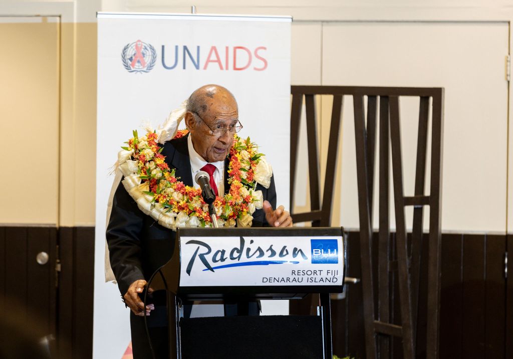 UNAIDS Goodwill Ambassador for the Pacific, H.E. Ratu Epeli Nailatikau speaks during the UNAIDS Global AIDS Monitoring (GAM) and HIV Estimates Workshop in Nadi.